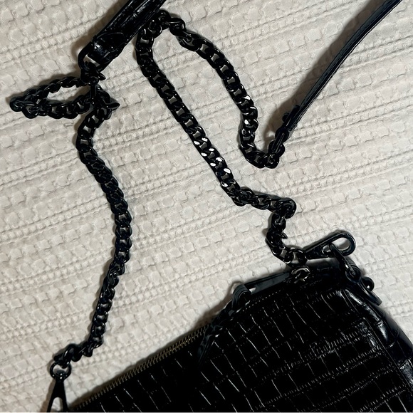 NEW‼️ REBECCA MINKOFF - Mini M.A.C Black Embossed Leather Crossbody Bag - Picture 10 of 17